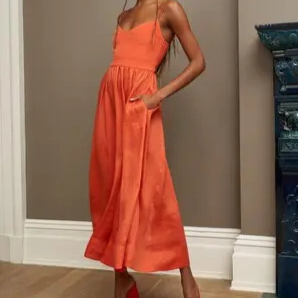 La Ligne Tracy Maxi Dress in Tangerine - Picture 2 of 9